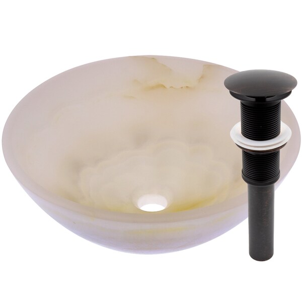 Novatto White Onyx Vessel Sink and Oil Rubbed Bronze Umbrella Drain NOSV-WOORB - main